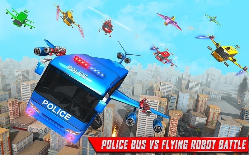 Flying Bus Robot Car Game 3d android