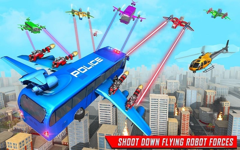 Flying Bus Robot Car Game 3d mod apk