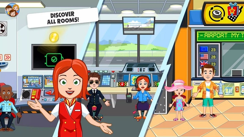 My Town Airport games for kids mod